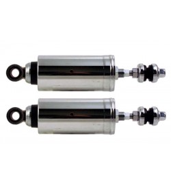 Softail Shocks, oil filled damper, chrome covers fits 2000-10 with lowering kit for max 2" bike lowering